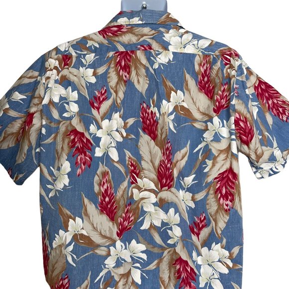 Hilo Hattie Aloha Vintage Blue Floral Hawaiian Beach Vacation Shirt Large - Picture 7 of 10